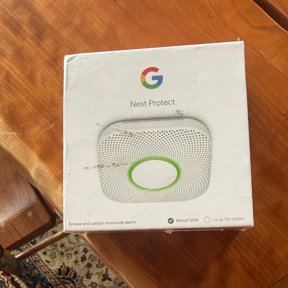 Google Nest Protect Alarm in White with Green Accent